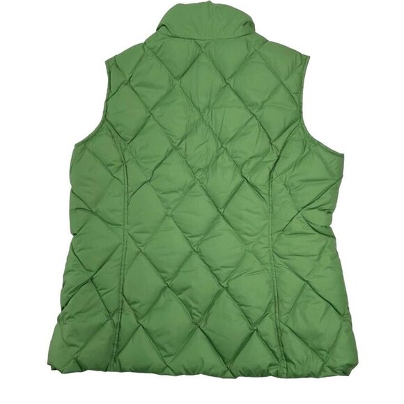 Lands End SIZE XS (2-4) Green Quilted Nylon Goose Down Snap Outdoor Puffer Vest - Picture 3 of 6